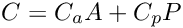 \[ C = C_{a}A + C_{p}P \]